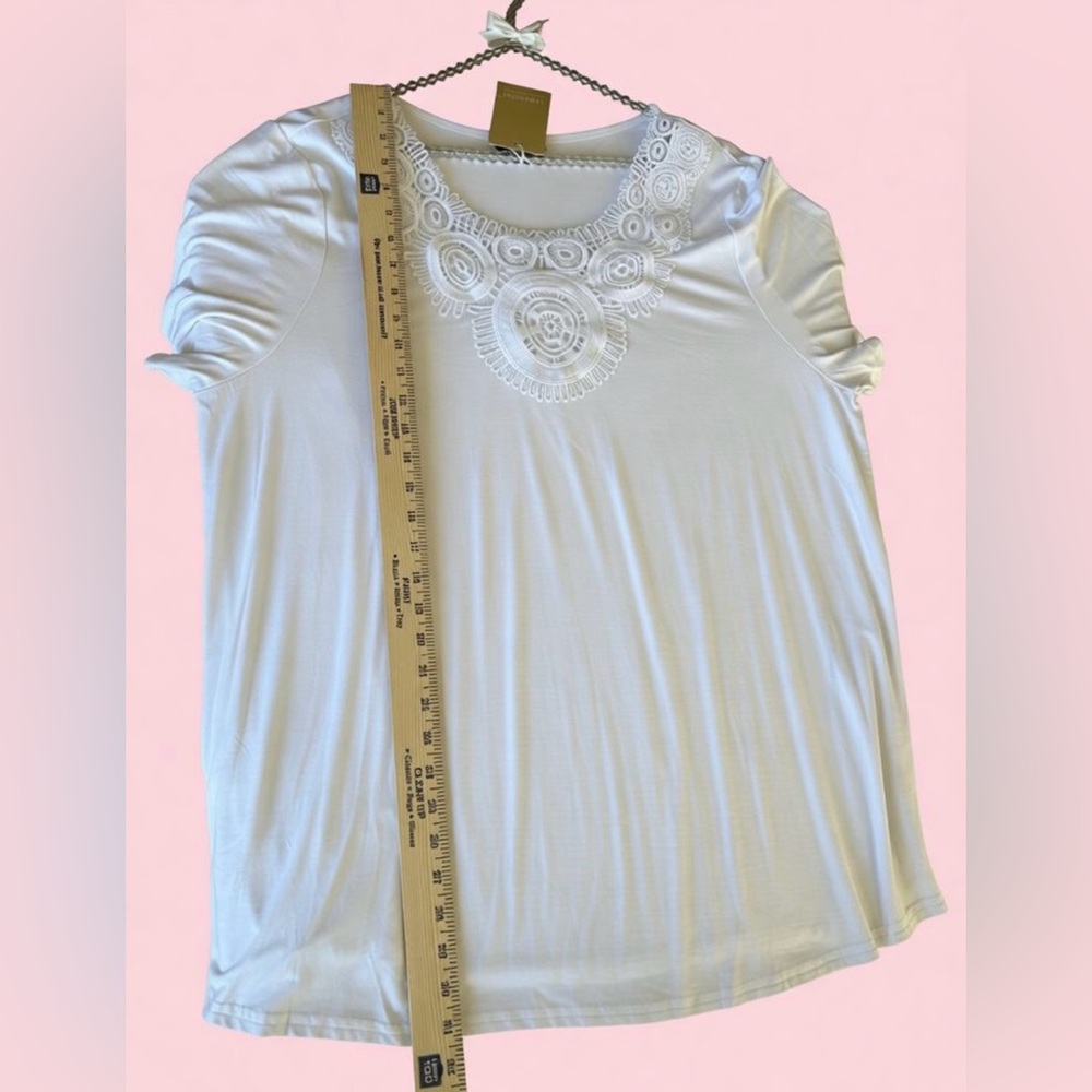 Verbendi Women’s 3X Short Sleeve White Blouse Top Crochet Accent - Picture 6 of 13